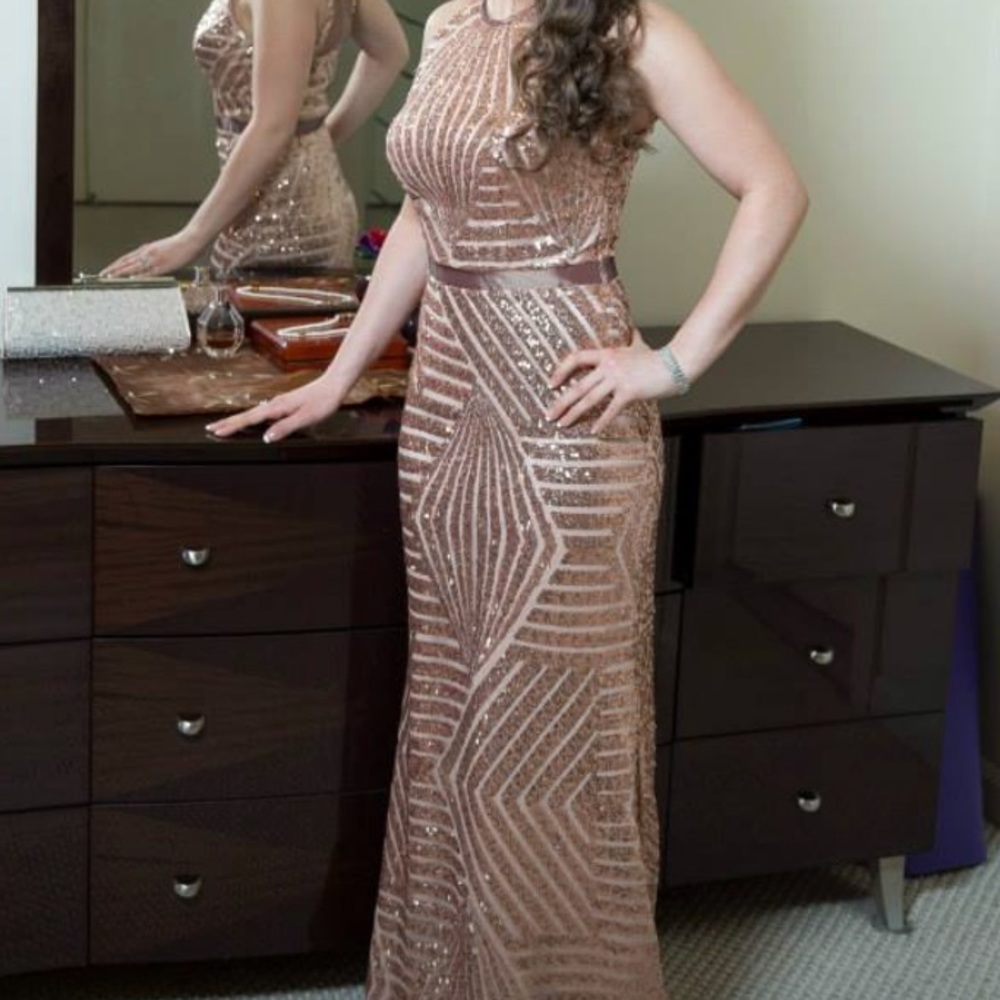 Long dress floor length beaded cache rose